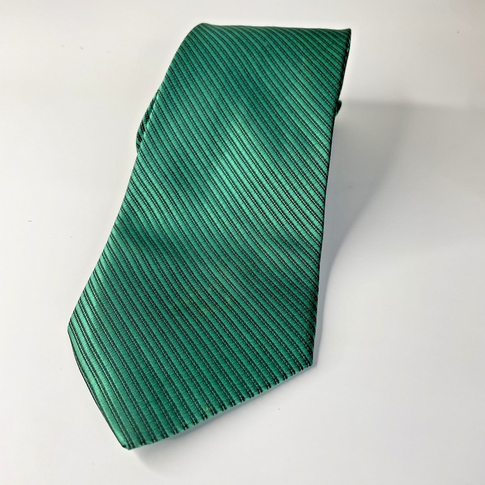 Kai Long Men's Green and BlackStriped Neck Tie 100% Silk Handmade 60"